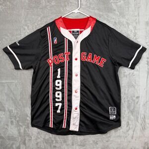 Post Game 1997 Flu Game Baseball Jersey Mens 3XL Black Red Button Up Shirt